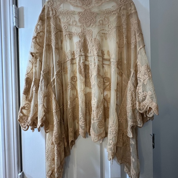 Coco + Carmen Crochet Lace Cardigan in Soft Peach - Picture 4 of 5